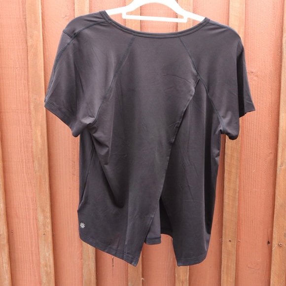 Athleta Black Workout Yoga Gym Open Back T Shirt size Medium Women - Picture 3 of 12